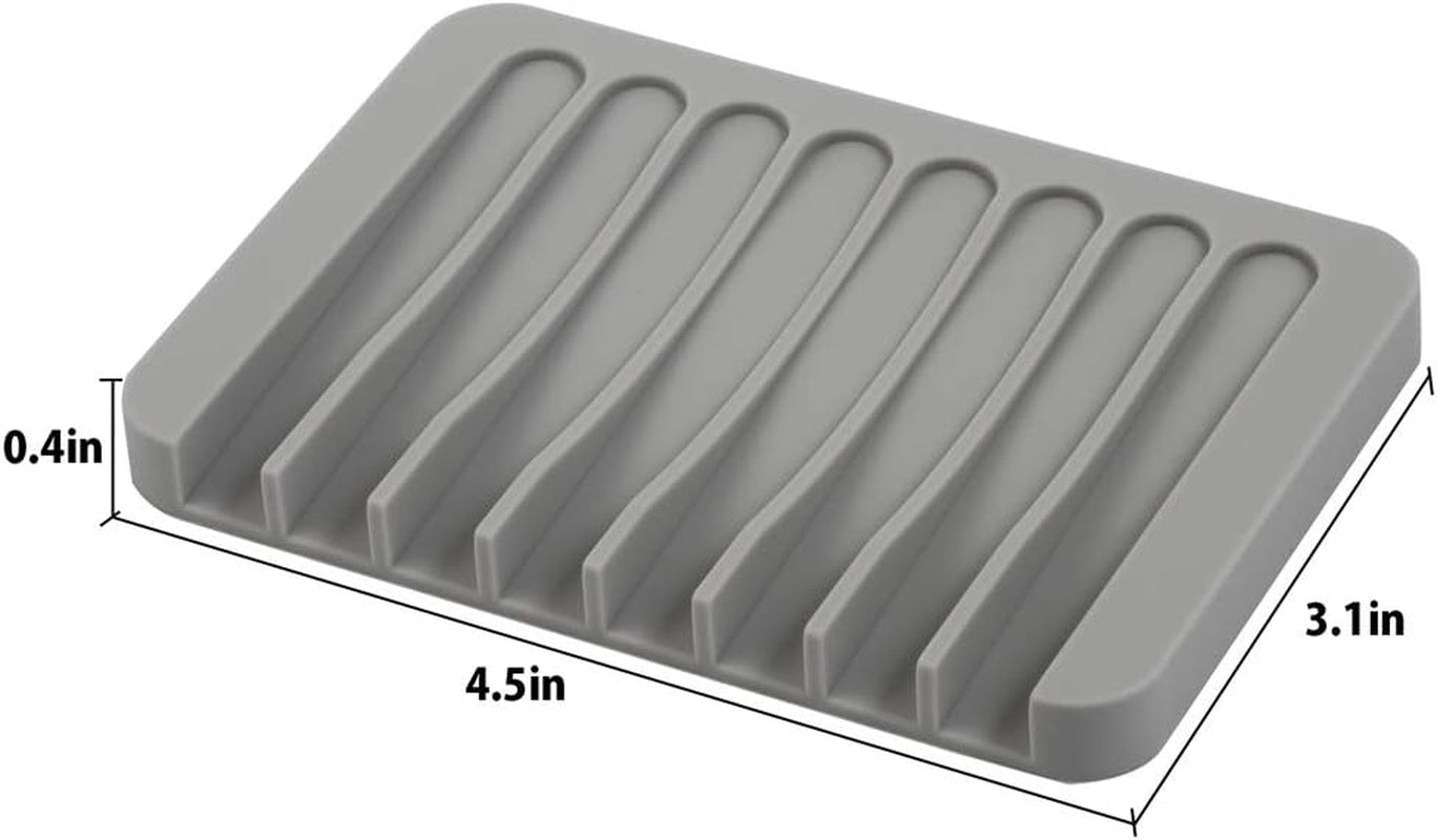 3PCS Self Draining Soap Holder, Premium Silicone Soap Dish, Soap Saver for Shower, Bathroom, Kitchen, Bath Tub, Sponges, Keep Soaps Bars Dry Clean, Easy Clean, Extend Soaps Life (White)
