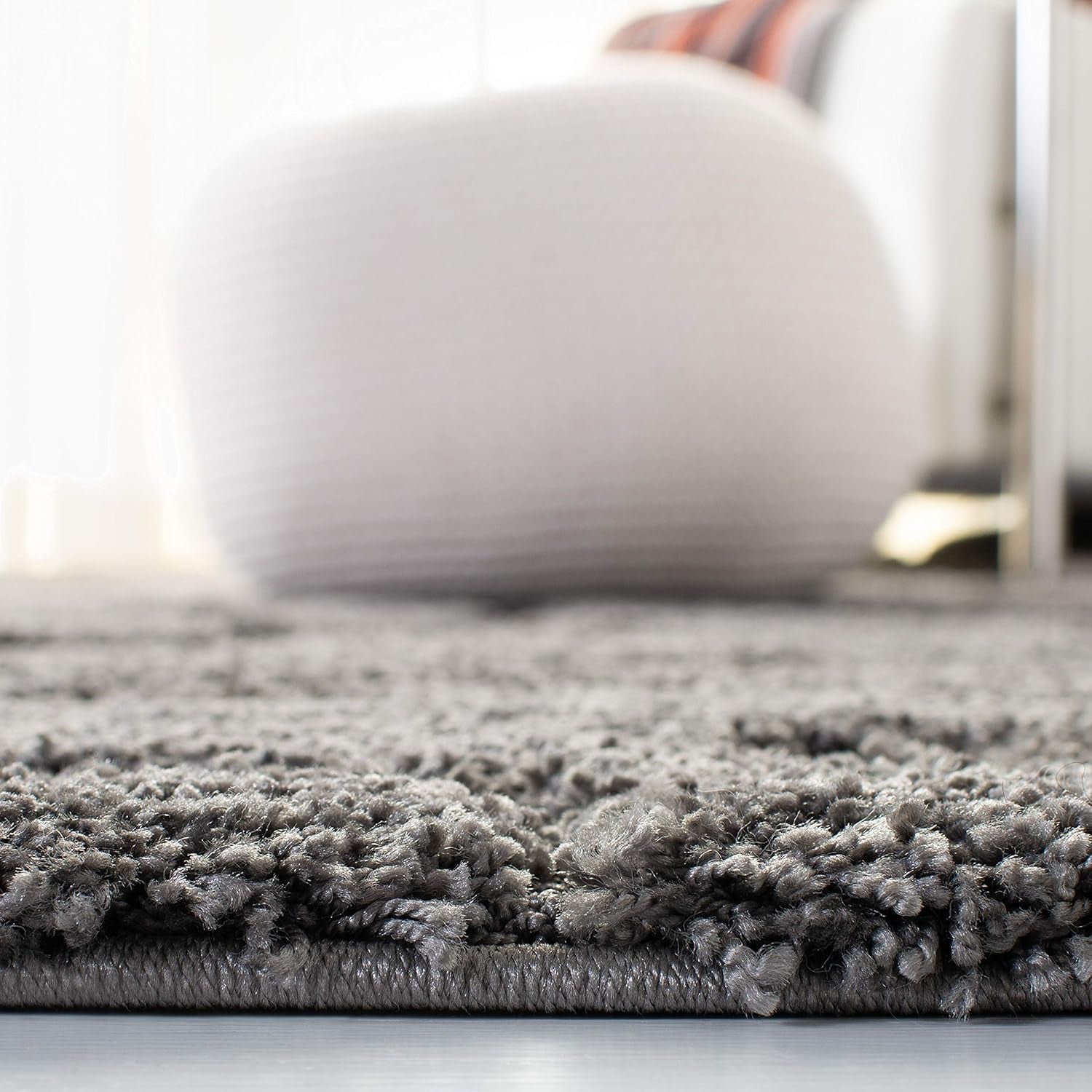 Florida Shag Collection Area Rug - 6'7" Square, Grey, Scroll Design, Non-Shedding & Easy to Clean, High-Low Plush Pile, Ideal for Living Room, Bedroom, Dining Space (SG455-8013)