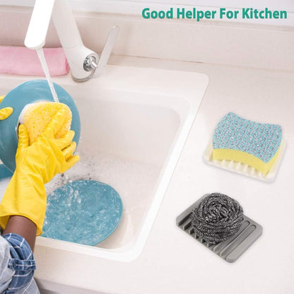 3PCS Self Draining Soap Holder, Premium Silicone Soap Dish, Soap Saver for Shower, Bathroom, Kitchen, Bath Tub, Sponges, Keep Soaps Bars Dry Clean, Easy Clean, Extend Soaps Life (White)