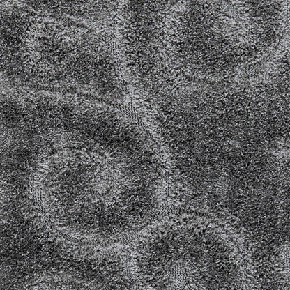 Florida Shag Collection Area Rug - 6'7" Square, Grey, Scroll Design, Non-Shedding & Easy to Clean, High-Low Plush Pile, Ideal for Living Room, Bedroom, Dining Space (SG455-8013)