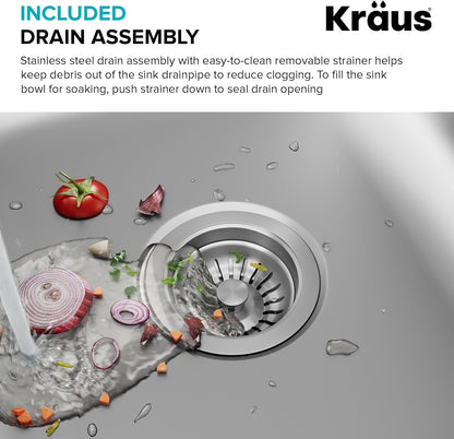Premier 32-Inch Undermount 50/50 Double Bowl 18-Gauge Stainless Steel Kitchen Sink with Strainers (X2), KBU22